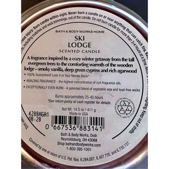 NEW! Rare! Bath & Body Works 3 Wick Candle SKI LODGE Smoky Vanilla, Cypress - Picture 8 of 11